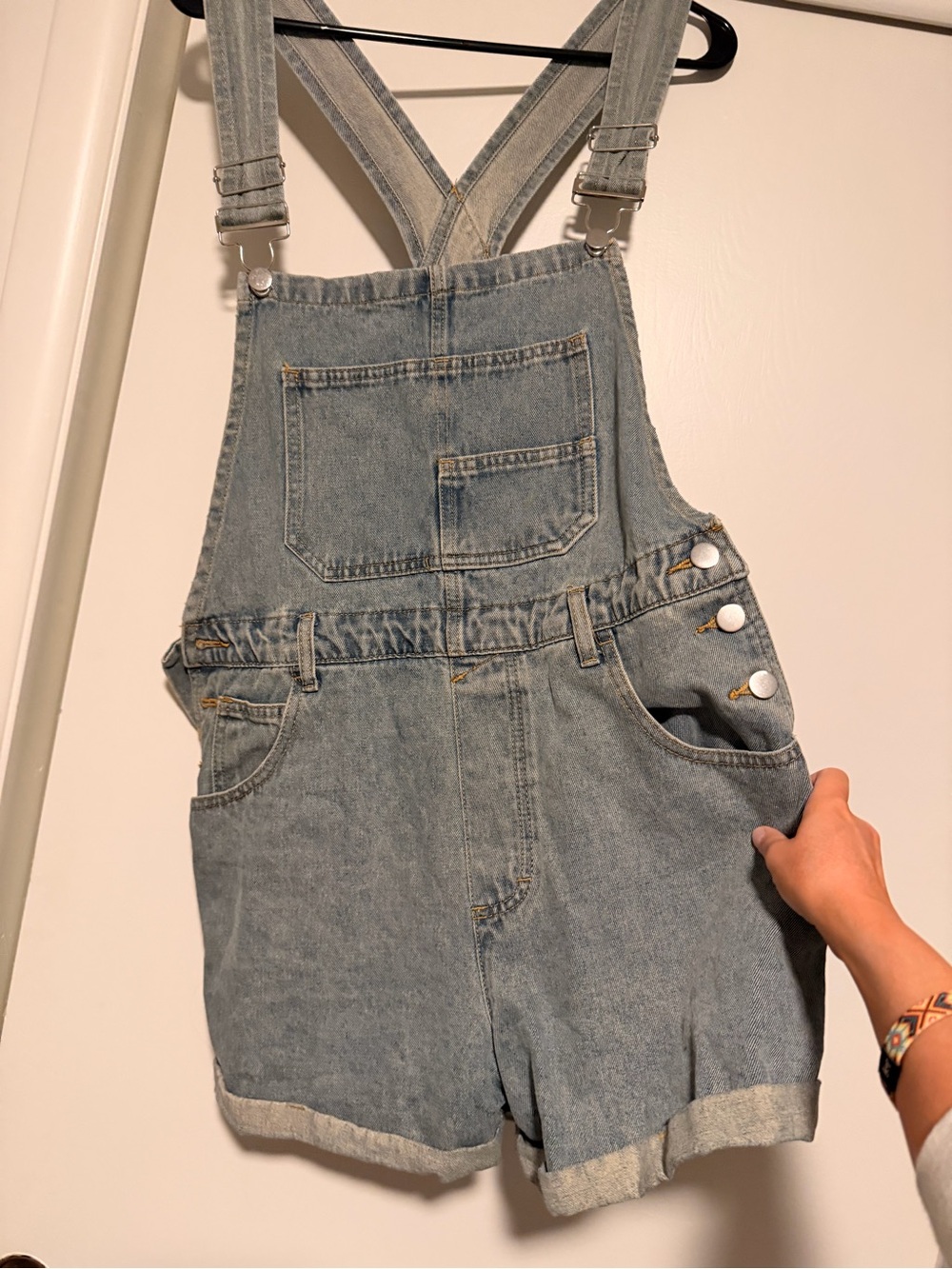 Women’s Denim Short Overalls - Light Blue